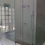 Frameless shower Enclosure with Opti White Cladding
